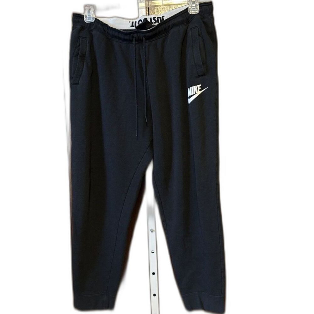 Nike Just Do It Jogger Pants Men's Black Swoosh Logo Drawstring Waist XXL